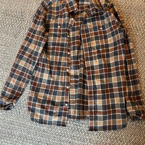Janie and Jack Brown and Tan Plaid Button Down Shirt